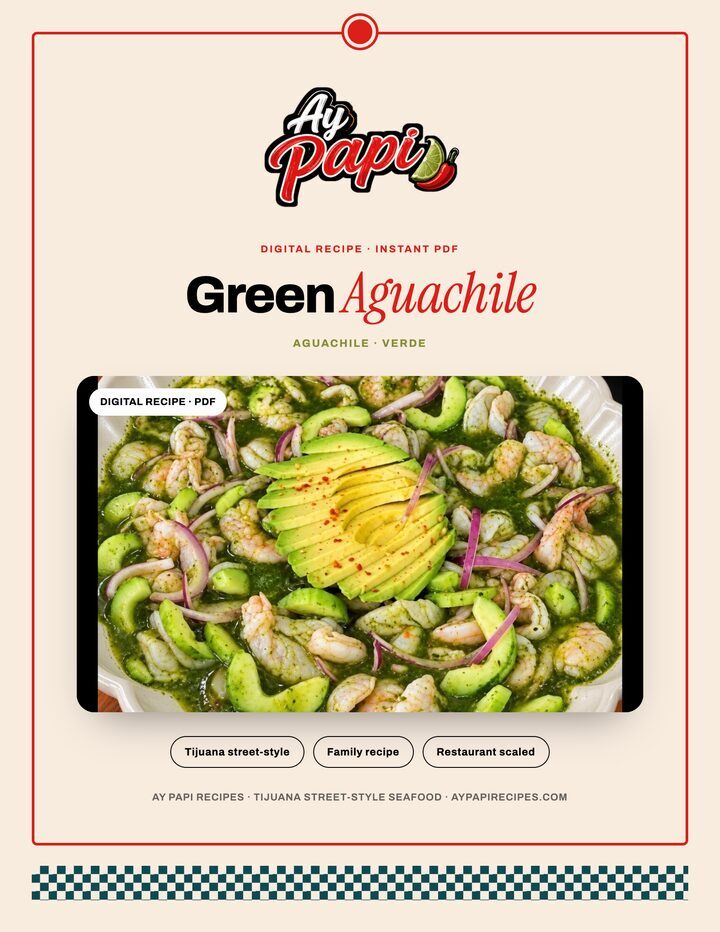 Ay Papi green aguachile recipe one-pager cover