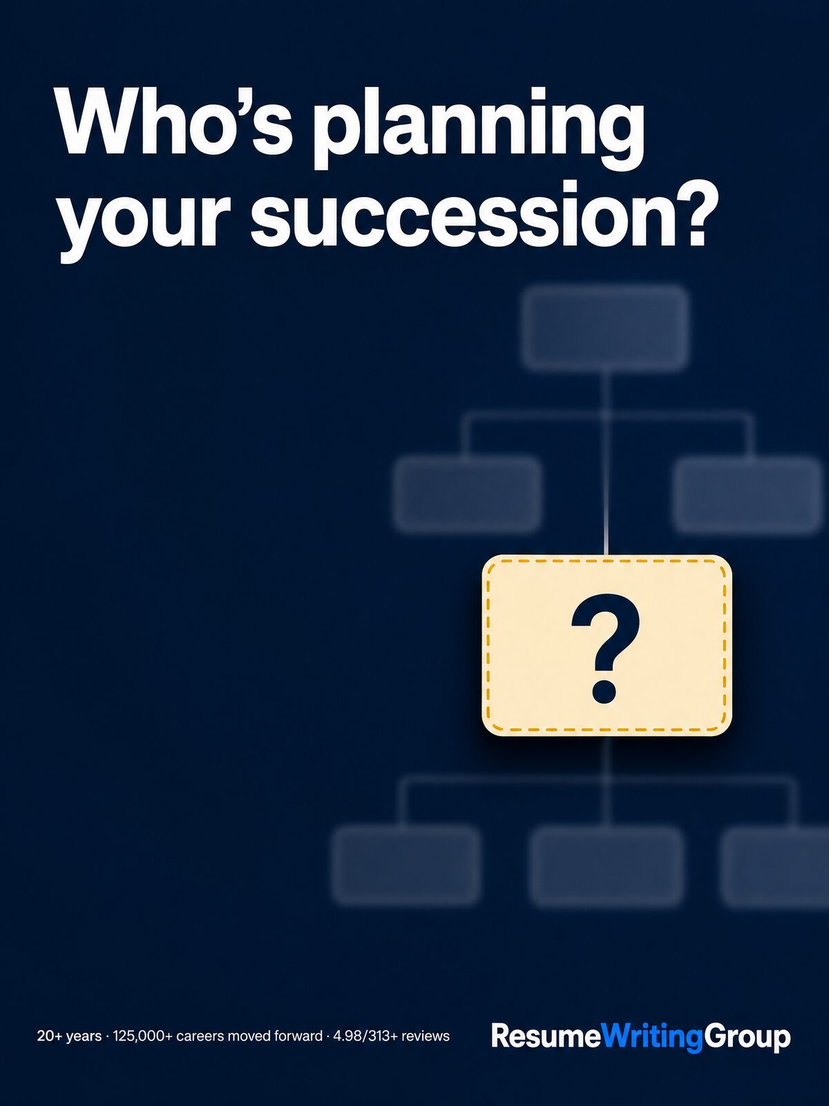 Executive vertical ad, 'Succession', for Resume Writing Group
