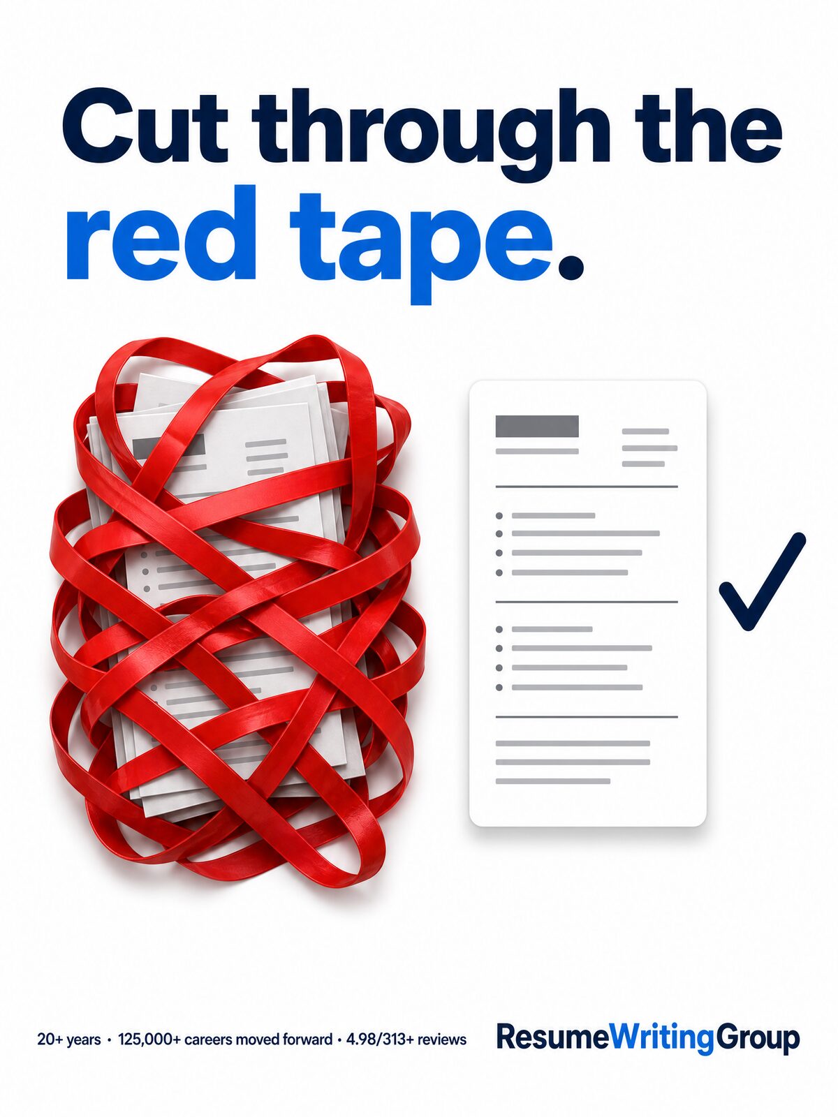 Federal vertical ad, 'Red tape', for Resume Writing Group