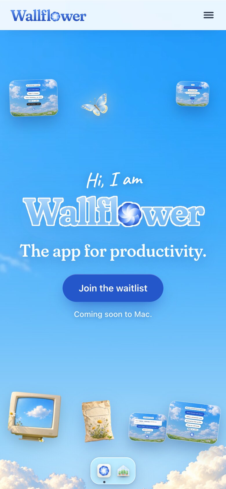 Wallflower website on a phone